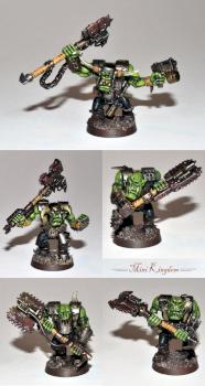 Warhammer 40k Unit of Five CONVERTED Ork Nobz with Big Choppas by MiniKingdom