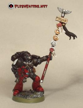 FLESH EATERS Tactical Marine w/ Honour Banner by Chaplain Desmodus