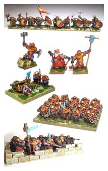 completed bits so far of Kings of War Dwarf army by Noggin