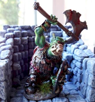 Reaper Bones Orc with home made Pig faced head conversion. by Atom