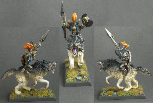 Goblin Warboss on Giant Wolf (armed with a spear, bow and shield) by cb_rex