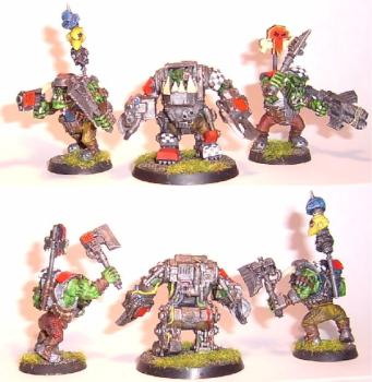 Ork Nob in Mega Armour with bodyguard Nobz by Killa