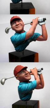 bust of a happy golfer by muhani