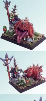 Goblin lord Skarsnik and his Squig Pet Gobbla by Purc