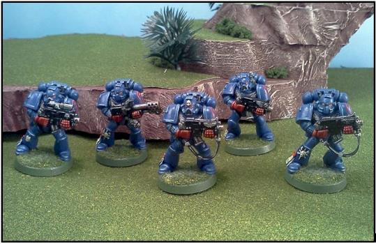 Crimson Fists Space Marine Combat Squad by Lou Rollins