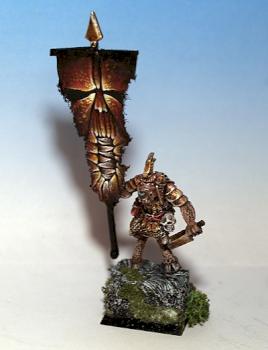 chaos khorne beastmen standard bearer by andreamangoni