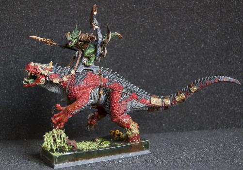 Saurus Oldblood On Carnosaur Lizardmen Seraphon Warhammer Age of Sigmar by ignaciovidal