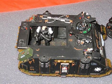 inside of a black templars razorback by capt. Loken