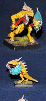 Yellow Lizardman Saurus Warrior by bobsacks