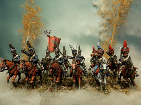 13 Regiment of polish hussars charging by Thau