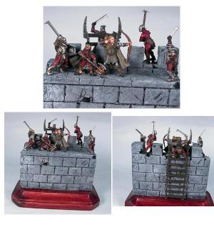 lord of the rings helms deep mini diorama with Legolas and Gimli by darkrealm miniatures