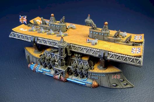 Dystopian Wars - Kingdom of Britannia Avenger Class Carrier by BigB