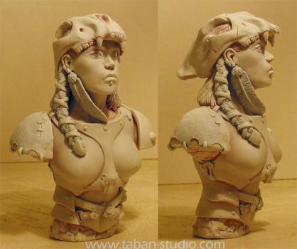 Barbarian Huntress 100 bust by tabanstudio