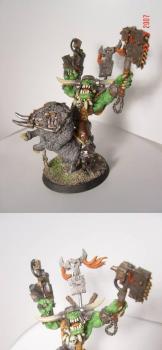 Ork Warboss Snakebiteclan on Supercyboar by mrincredible