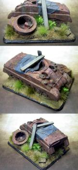 Flames of War 1:100 Destroyed Sherman Tank by misterjustin