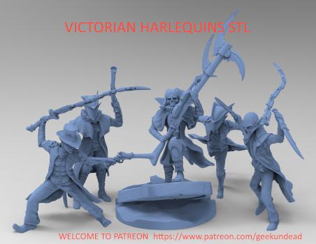 Victorian harlequin troupe by Geekundead