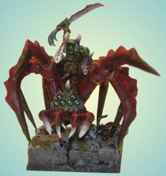 Scratch-built Gigantic Spider with Goblin Warlord by grayorc