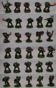 Dark Angel -ish Space Marine Squad in Green by EvilEgg