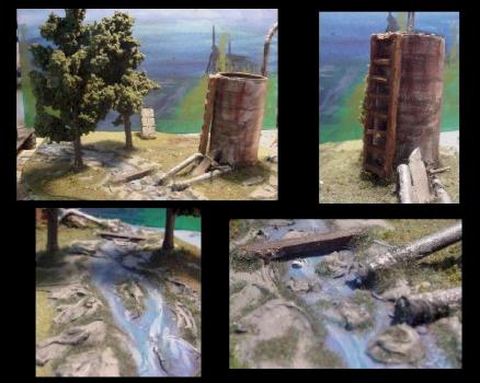 Terrain for WH40K Water tower and stream by Mornaril