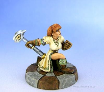 Svala, female dwarf with warhammer by SaxonAngel