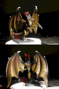 Dark elf beastmaster on manticore by Talmir