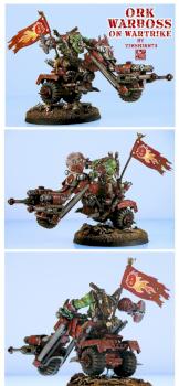 Warhammer 40K Ork Warboss On Warbike Conversion Painted by timshinn73