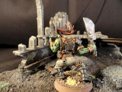 Ork Boy (AOBR) on a Painted Terrain  Piece. Rear view by dsrrichter