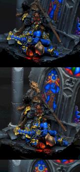 Njal Stormcaller vs. Thousand Sons diorama by Flameon