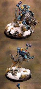 Space Wolf Lord on Thunder Wolf by JiubCygnus