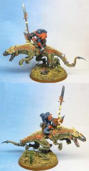 Crimson Fist marine on Carnosaur by Trevor