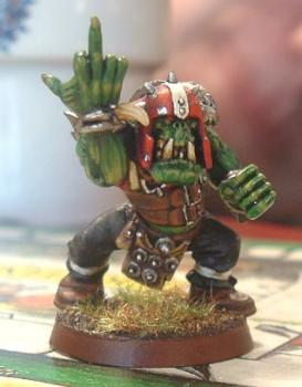 A naughty BloodBowl LineOrc by Squiggoth