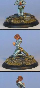 Hasslefree Kneeling Female paladin on sculpted base by Wappellious