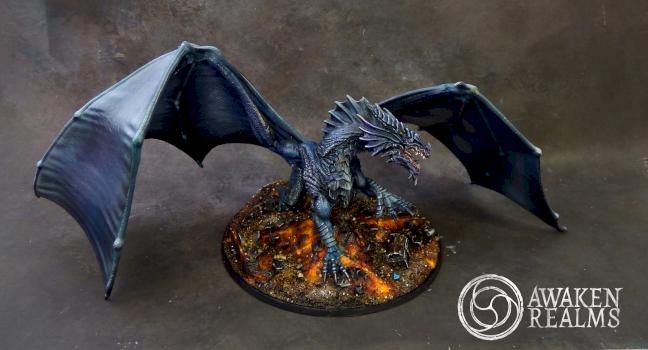 DnD Forgotten Realms Adult Red Dragon painted as Shadow Dragon by Awaken Realms