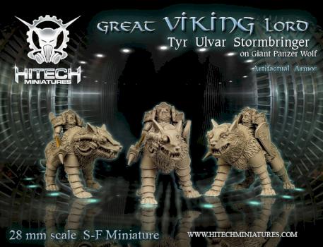 Viking Lord on Giant Wolf by hitechminiatures