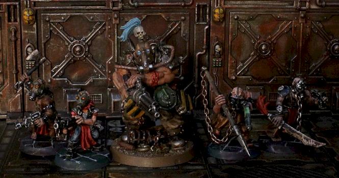 Necromunda Ogyrn with Gang members by WorkingStiff