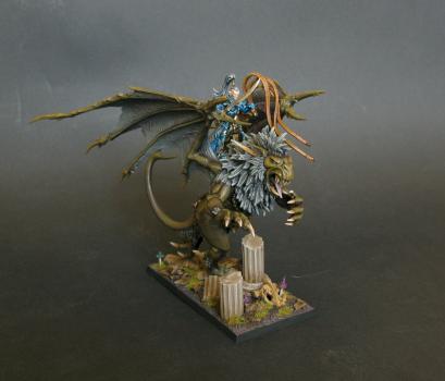 Dark Elves Dreadlord on Manticore by siny lemur