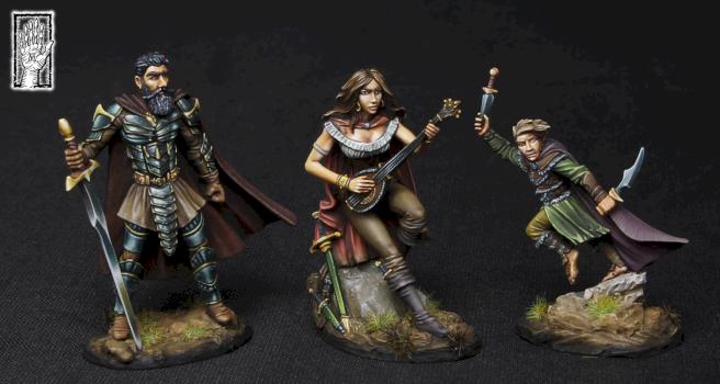 Warrior, bard and rogue by Manu Miniatures