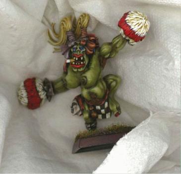 Orc Cheerleader from the front (a haunting sight that will turn your hair grey!) by Squiggoth