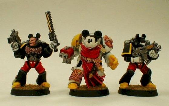 Mickey Mouse Terminator Captain and Mouseketeer Space Marines by moonwhim