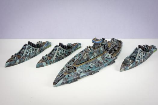 Dystopian Wars: Covenant of Antarctica Battleship & Cruisers by Starq