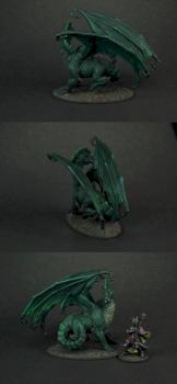 WotC DDM Prepaint Repaint  - War of the Dragon Queen - Large Green Dragon by spooktalker