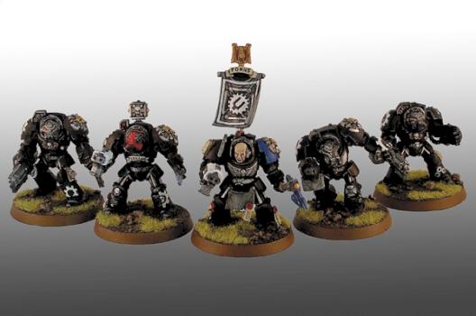 Iron Hands Librarian in Terminator Armor with Command Squad by Braveheart712