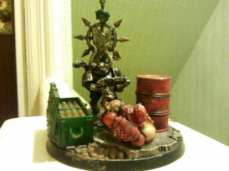 Diorama Featuring Fallen Blood Ravens Brother and Chaos Space Marine by Chris Thompson