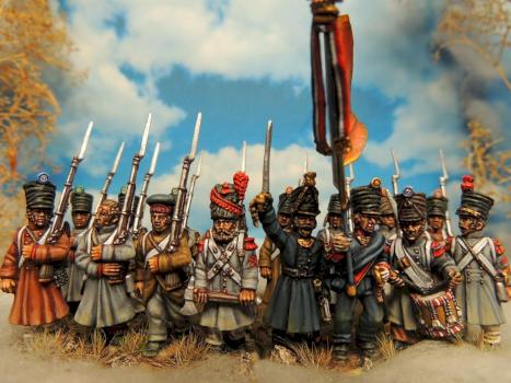 28 mm Napoleonic french infantry in campaign dress by Thau