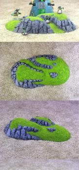 28mm Double-Crested Hill Terrain Piece, Hand Made from Recycled Materials by necron2.0