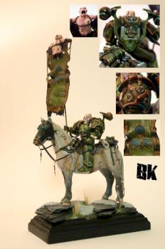 nurgle space marine on horse by white rabbit