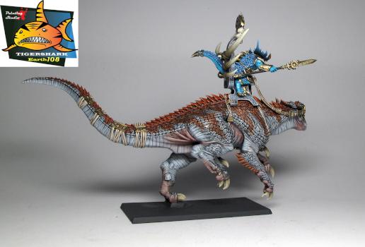 Seraphon Lizardmen Saurus Oldblood on Carnosaur 6 by Tigershark Infinite