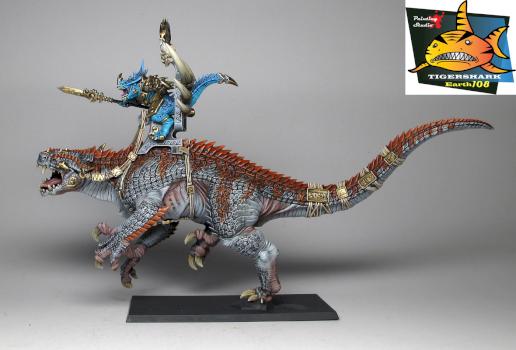 Seraphon Lizardmen Saurus Oldblood on Carnosaur 3 by Tigershark Infinite