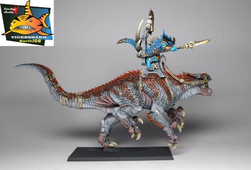 Seraphon Lizardmen Saurus Oldblood on Carnosaur 4 by Tigershark Infinite