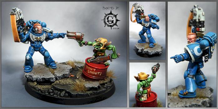 Ultramarine Captain Vs Gretchin Mini Dio by Painted By-g